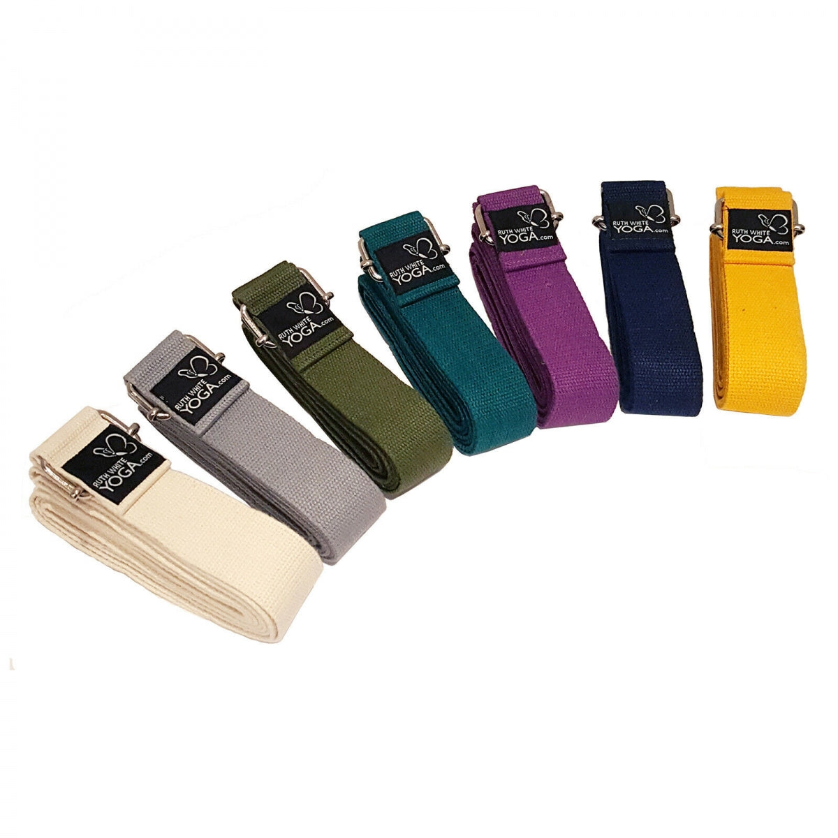 TEACHER PACK of 10 Classic Yoga Belts - Straps - 250cm - SQUARE Metal Buckle