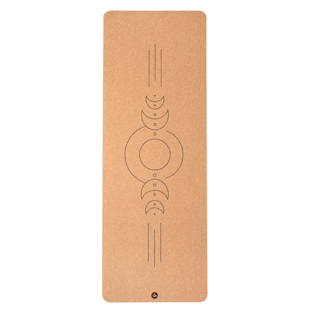 Cork Yoga Mat - Luna Align design - Natural Rubber underside - 4mm Thick