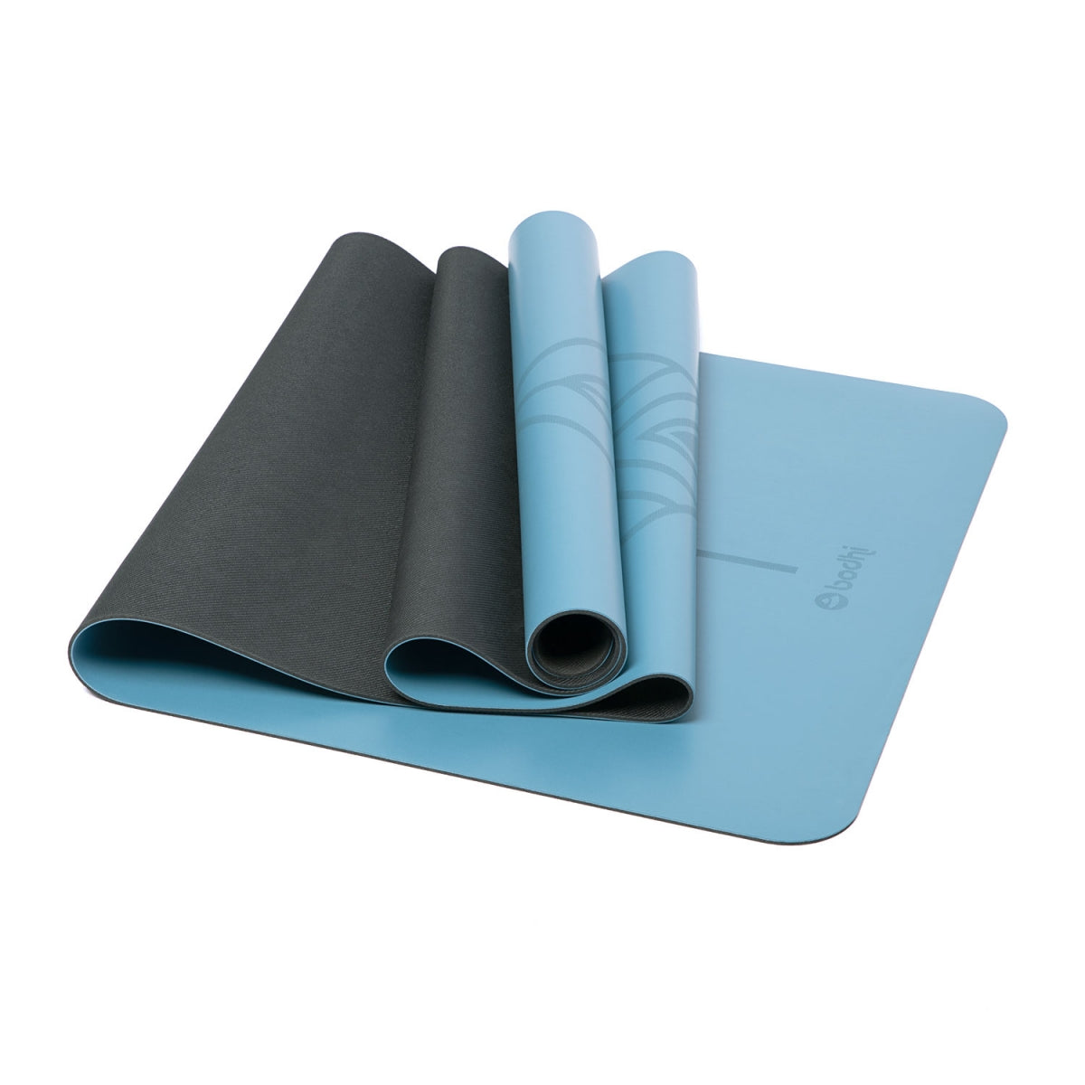 185cm Blue PHOENIX Natural Rubber Yoga Mat with PU Coating - Tribalign printed design - 4mm Thick