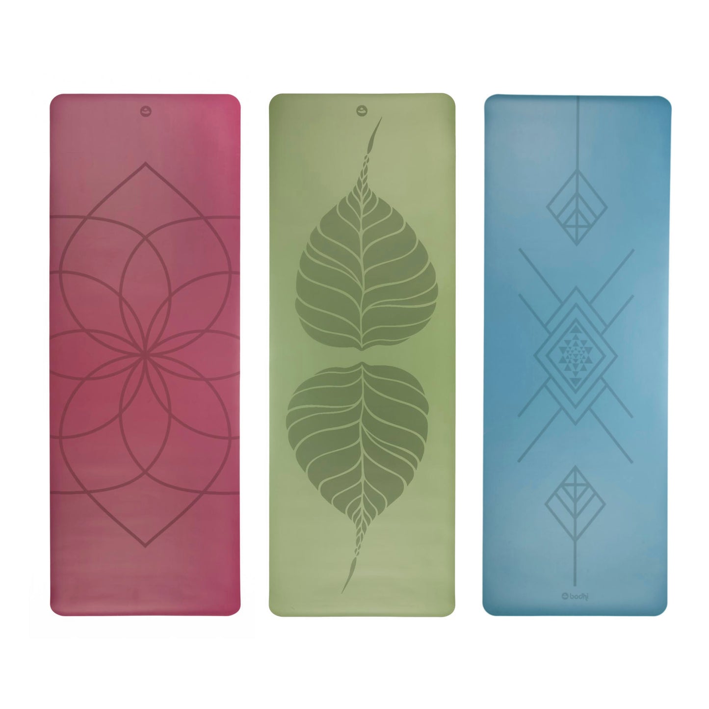 185cm Green PHOENIX Natural Rubber Yoga Mat with PU Coating - Leaves printed design - 4mm Thick