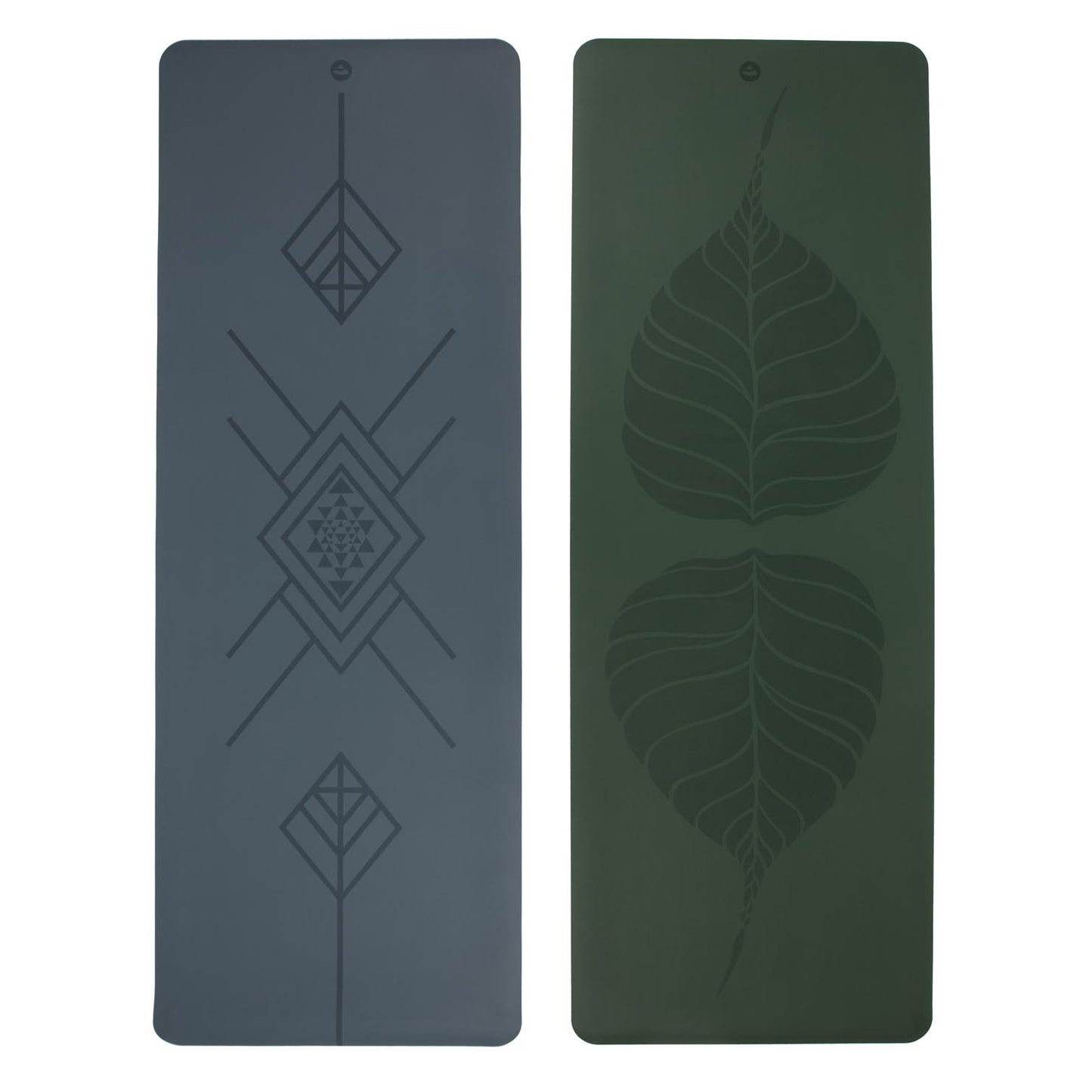 200cm EXTRA LONG Forest Green PHOENIX Natural Rubber Yoga Mat with PU Coating - Leaves printed design - 4mm Thick