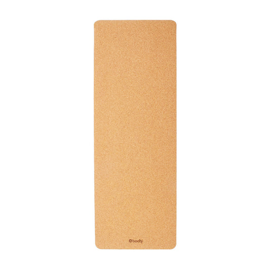 Plain Cork Yoga Mat - BODHI Logo print only - Natural Rubber underside - 4mm Thick