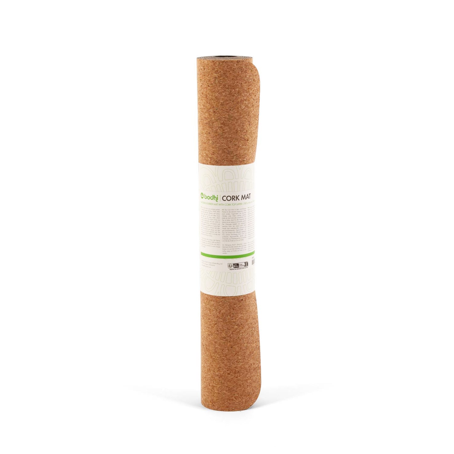 Plain Cork Yoga Mat - BODHI Logo print only - Natural Rubber underside - 4mm Thick