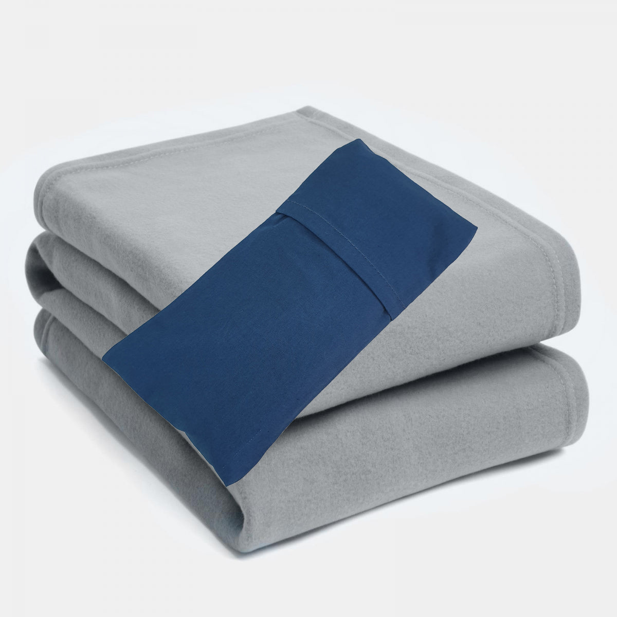 PACK of 30 x Cotton Peacock Blue Eye Pillows & 50 x  150cm Lightweight Silver Grey Yoga Fleece Blankets
