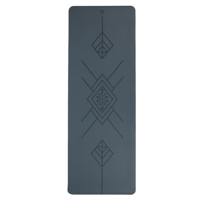185cm Midnight Blue PHOENIX Natural Rubber Yoga Mat with PU Coating - Tribalign printed design - 4mm Thick