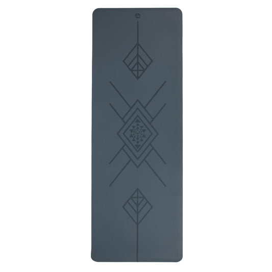 185cm Midnight Blue PHOENIX Natural Rubber Yoga Mat with PU Coating - Tribalign printed design - 4mm Thick