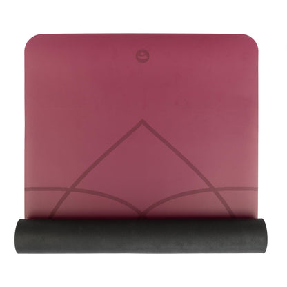 185cm Berry PHOENIX Natural Rubber Yoga Mat with PU Coating - Living Flower printed design - 4mm Thick