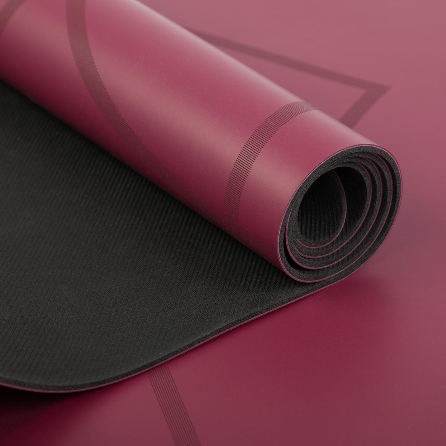 185cm Berry PHOENIX Natural Rubber Yoga Mat with PU Coating - Living Flower printed design - 4mm Thick