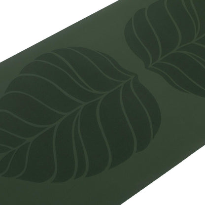 185cm Forest Green PHOENIX Natural Rubber Yoga Mat with PU Coating - Leaves printed design - 4mm Thick