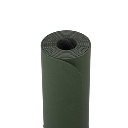 185cm Forest Green PHOENIX Natural Rubber Yoga Mat with PU Coating - Leaves printed design - 4mm Thick