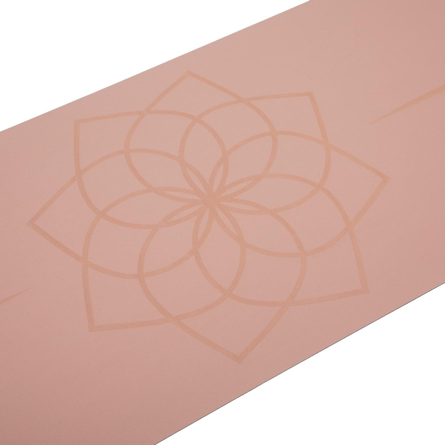 185cm Rose Pink PHOENIX Natural Rubber Yoga Mat with PU Coating - Lotus printed design - 4mm Thick
