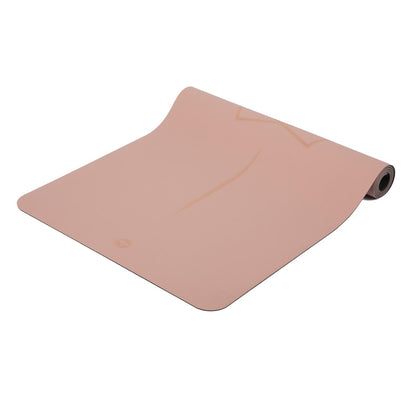 185cm Rose Pink PHOENIX Natural Rubber Yoga Mat with PU Coating - Lotus printed design - 4mm Thick