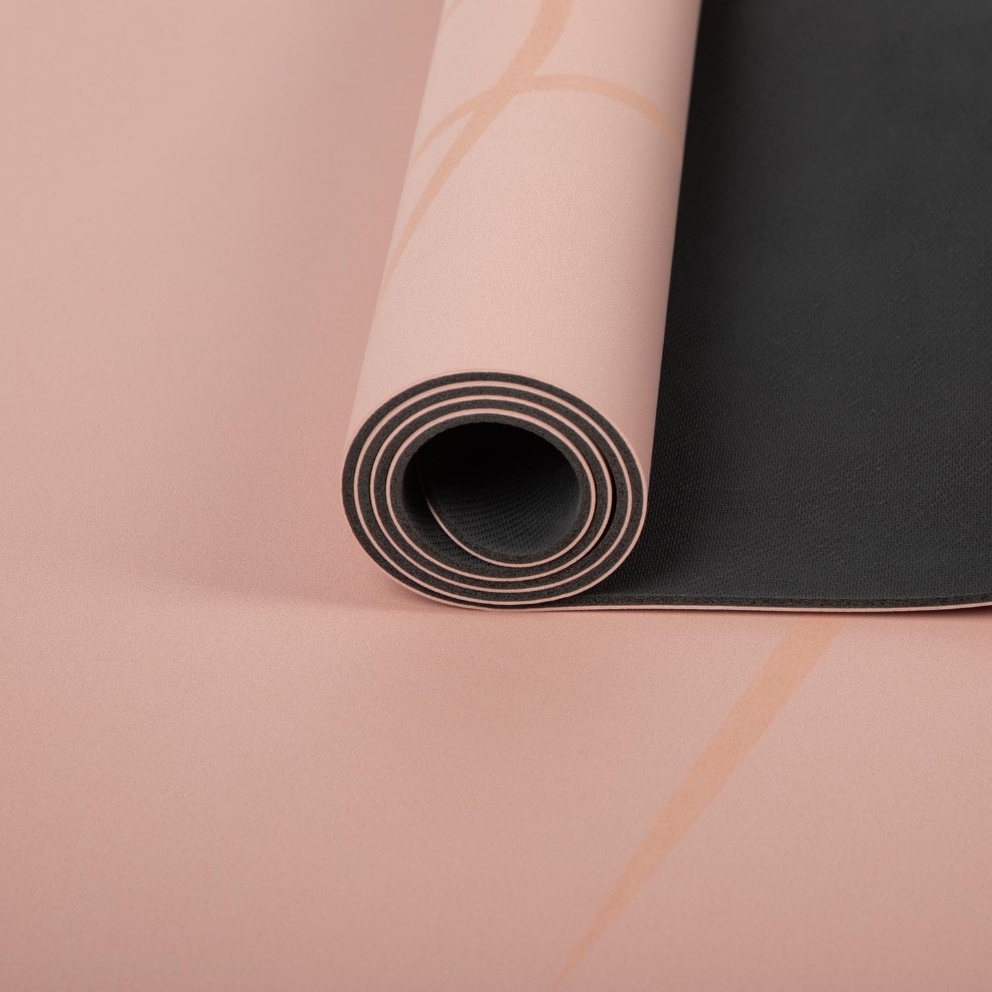 185cm Rose Pink PHOENIX Natural Rubber Yoga Mat with PU Coating - Lotus printed design - 4mm Thick