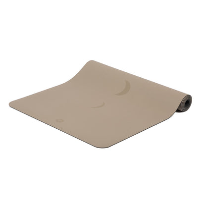 185cm Light Taupe PHOENIX Natural Rubber Yoga Mat with PU Coating - Moon Phases printed design - 4mm Thick