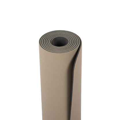 185cm Light Taupe PHOENIX Natural Rubber Yoga Mat with PU Coating - Moon Phases printed design - 4mm Thick