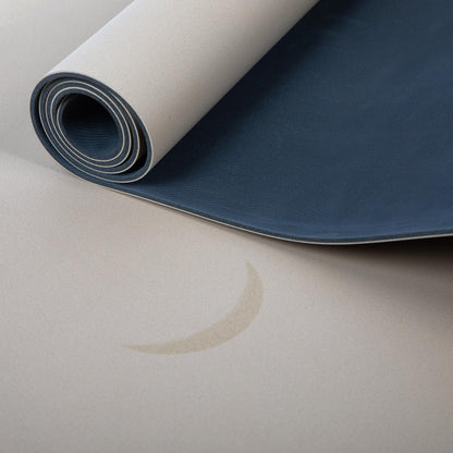 185cm Light Taupe PHOENIX Natural Rubber Yoga Mat with PU Coating - Moon Phases printed design - 4mm Thick