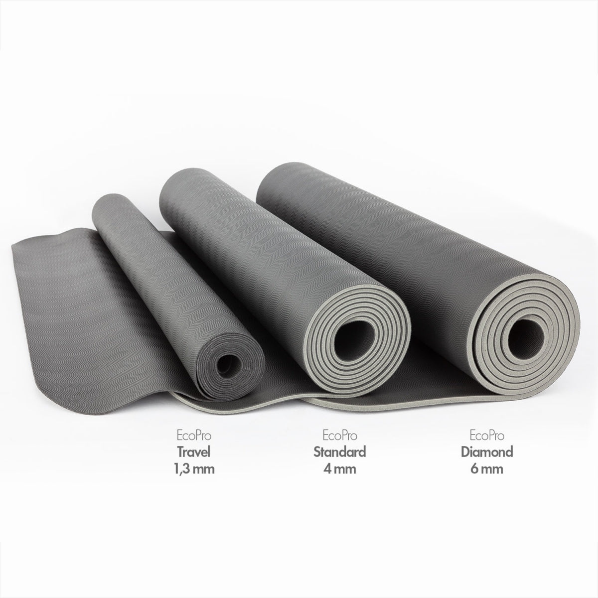 185cm SLATE GREY Natural Rubber Foldable Travel EcoPRO Yoga Mat - 1.3mm Thick - Extra Grip - Super Slim