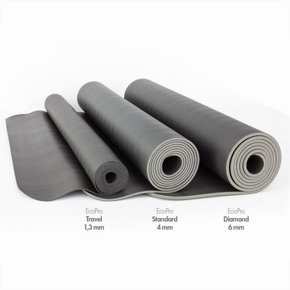 185cm SLATE GREY Natural Rubber Foldable Travel EcoPRO Yoga Mat - 1.3mm Thick - Extra Grip - Super Slim