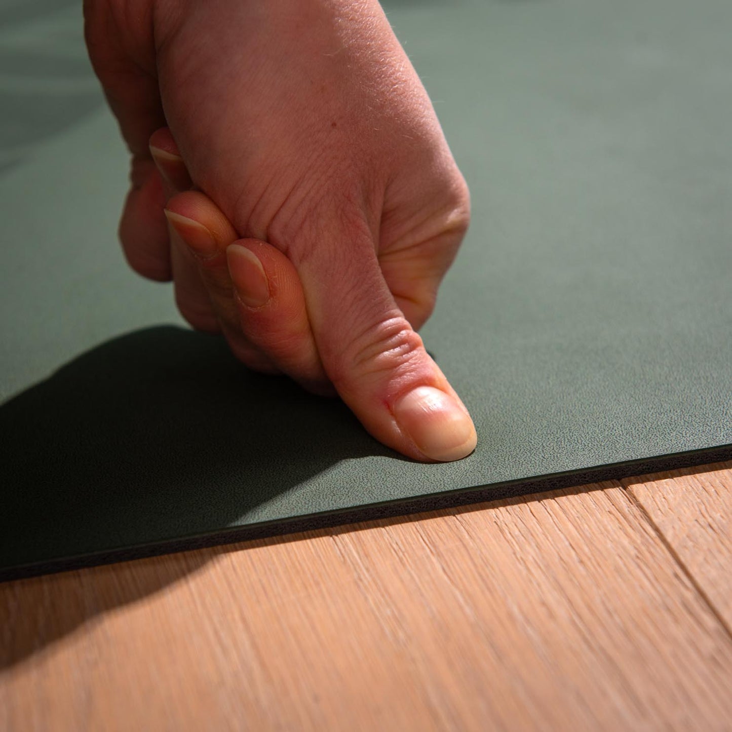 200cm EXTRA LONG Forest Green PHOENIX Natural Rubber Yoga Mat with PU Coating - Leaves printed design - 4mm Thick