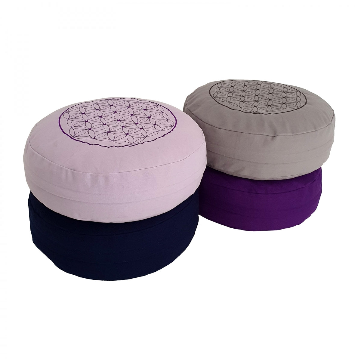 Round Zafu Cushion | Embroidered Flower of Life Pattern | OUTER COVER & INNER CASE Only
